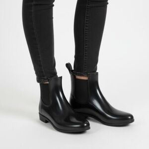 J. Crew Black Rubber Chelsea Rain Boots Sz 7